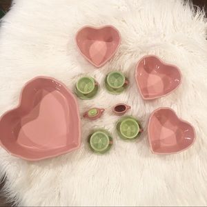 Mini Tea Set & 4 Chantal Pink Ceramic Bakeware